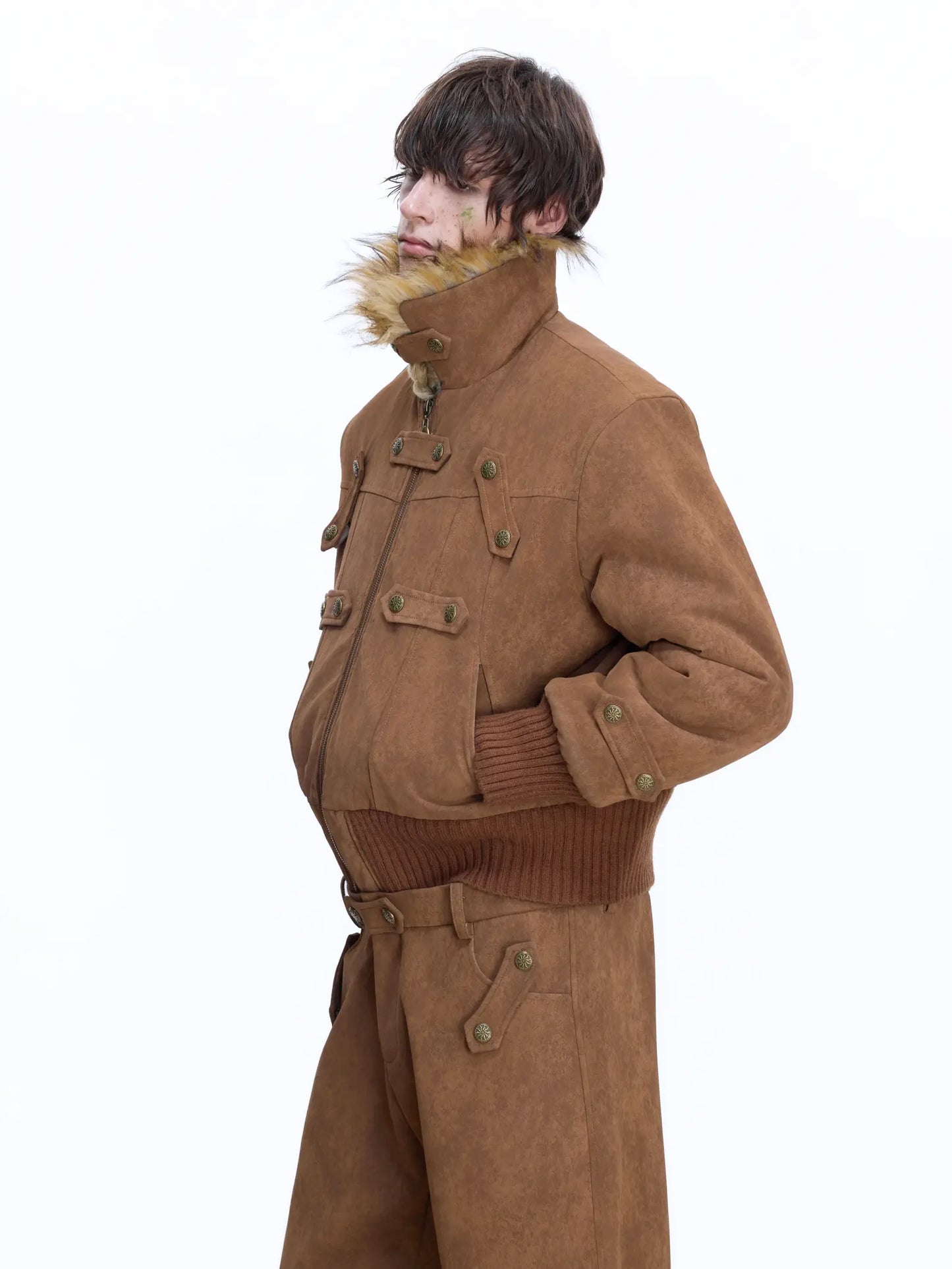 Fake Fur Reversible Suede Cropped Jacket WN22667