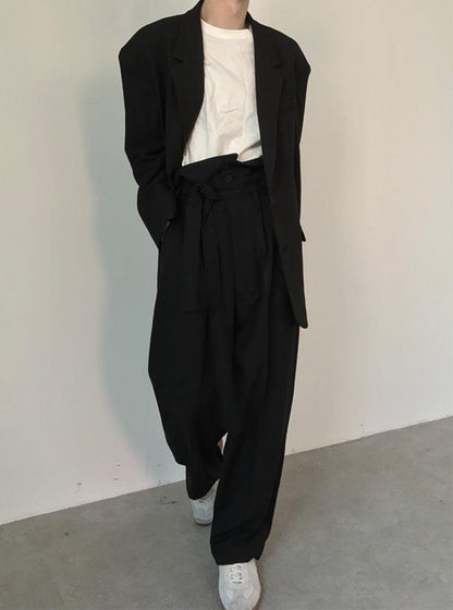 【Speed Shipping】Tweed Tailored Jacket & High Waist Belted Trousers Setup WNN1-S