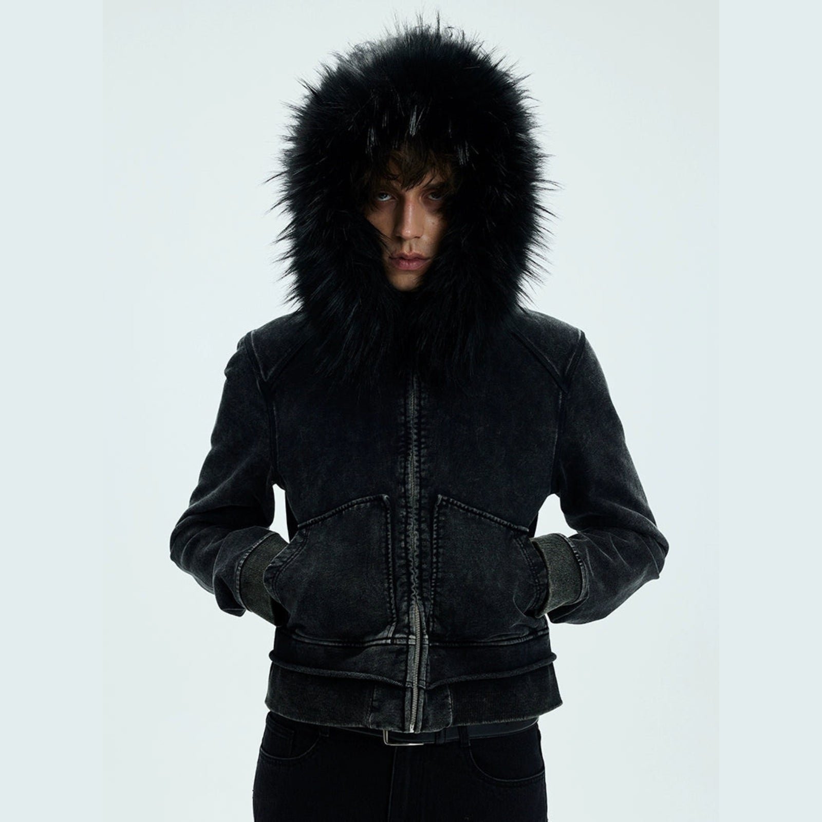 Fake Zipper Guard Detachable Fake Fur Washed Zipper Hoodie WN9072 – WONDER NOAH