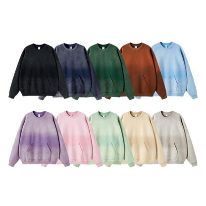 Fleece Lining Spray-dye Damage Oversize Sweatshirt WN9967