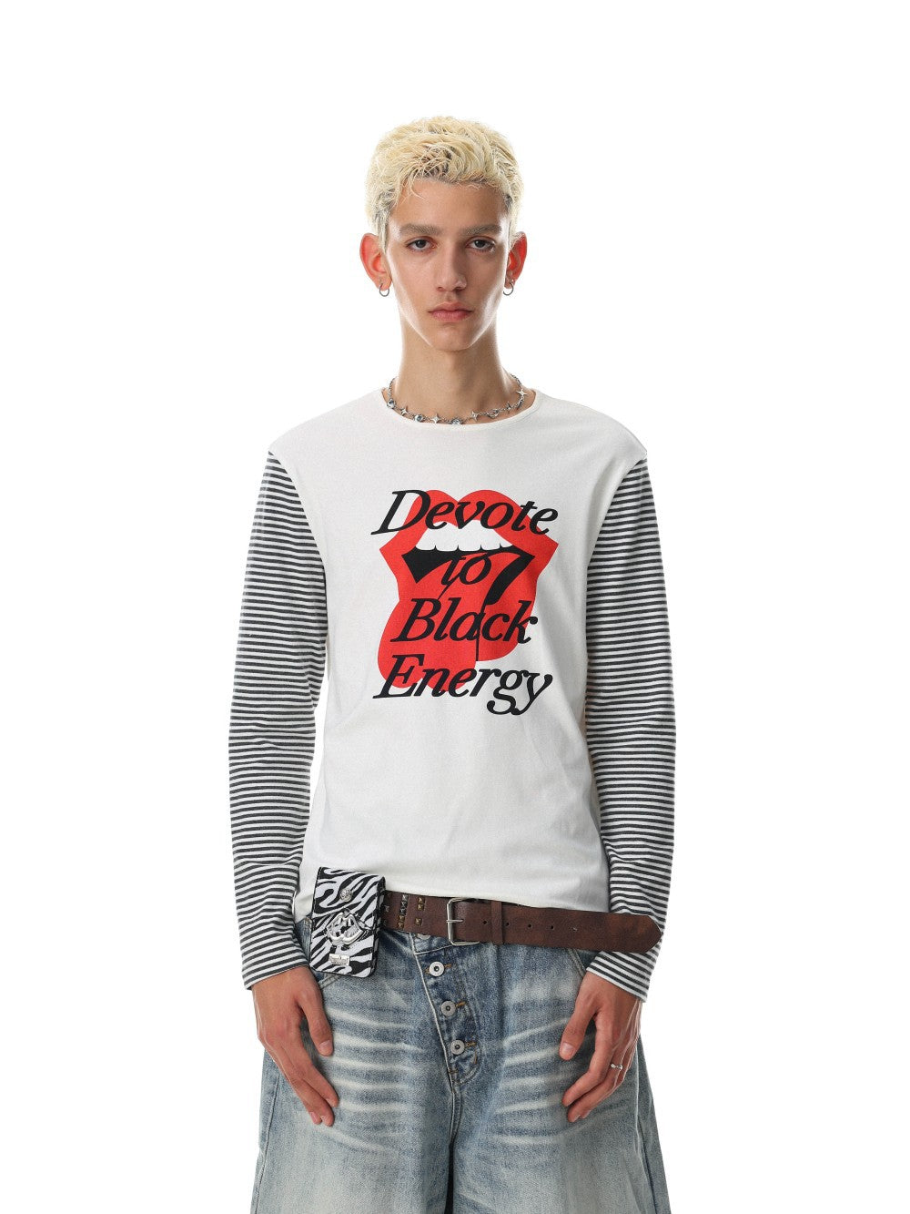 Stripe Graphic Print Long Sleeve T-Shirt WN27798