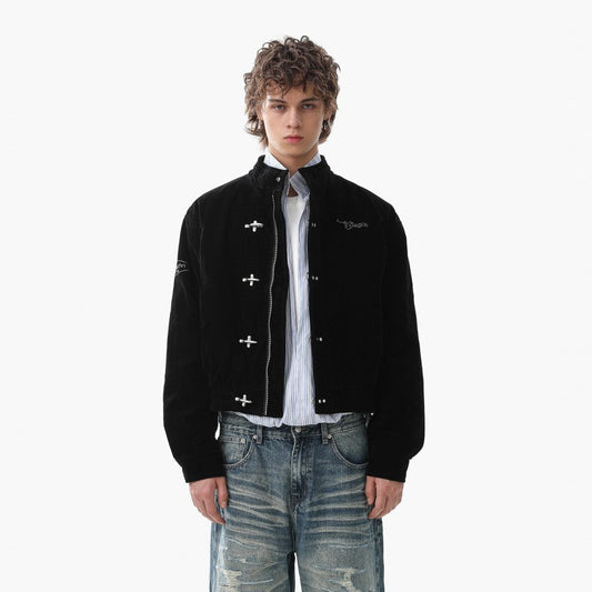 Stand Neck Metal Buckle Cropped Jacket WN27805