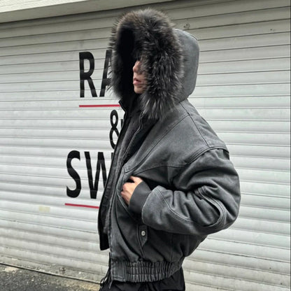 Fake Fur Collar Oversize Short Puffer Jacket WN27826