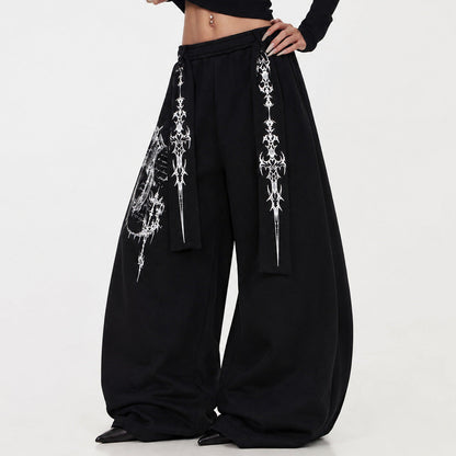 Art Graphic Strap Wide Leg Sweatpants WN27793