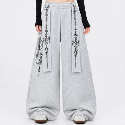 Art Graphic Strap Wide Leg Sweatpants WN27793