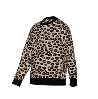 Classic Fit Leopard Pattern Knit Sweater WNK0005