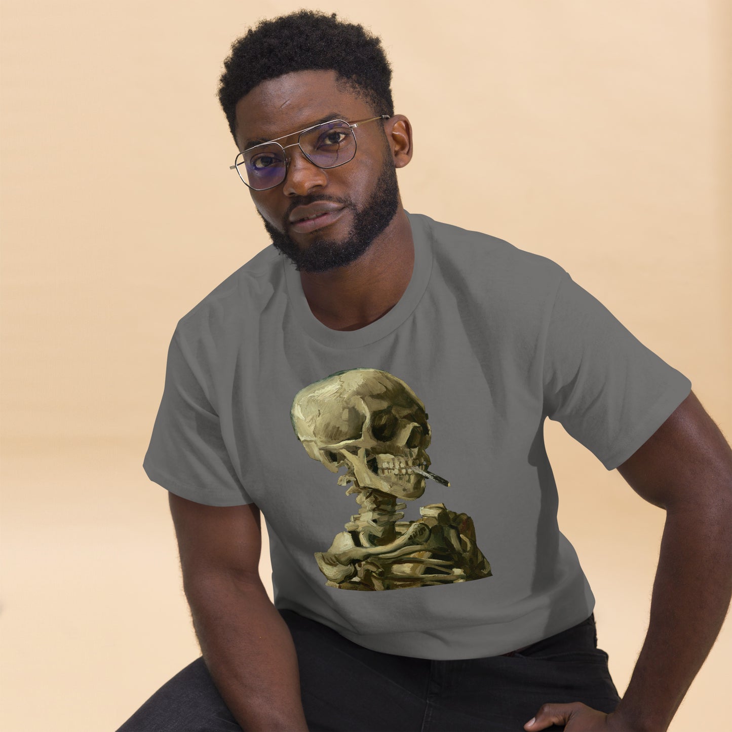 Vincent van Gogh - Head Of A Skeleton With A Burning Cigarette Short Sleeve T-shirt AF0019