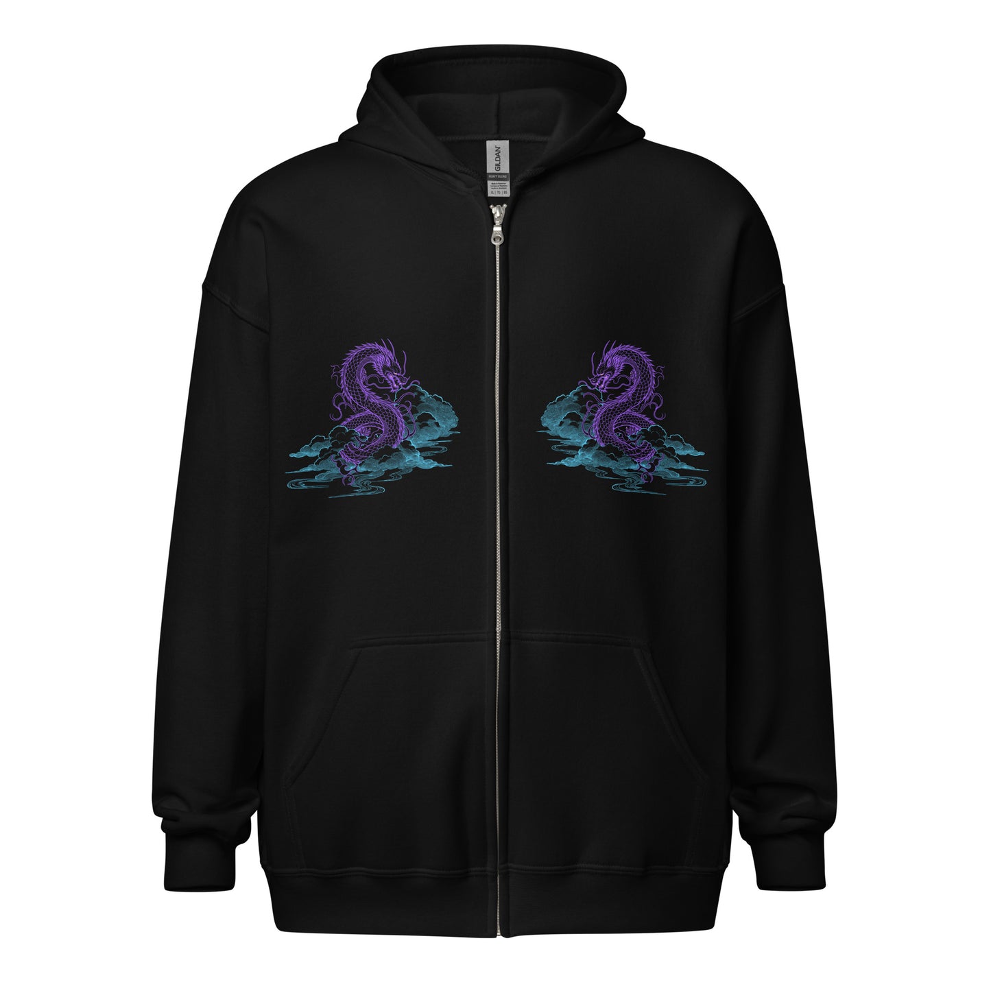 Dragon Print Oversize Zipper Hoodie WNK0002