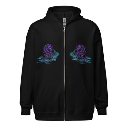 Dragon Print Oversize Zipper Hoodie WNK0002