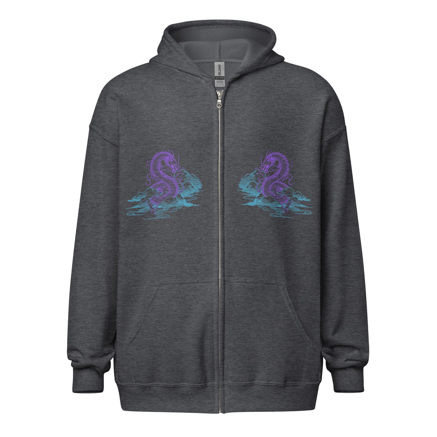 Dragon Print Oversize Zipper Hoodie WNK0002