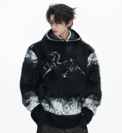 Fake Mink Fur Oversize Hooded Sweater WN23542