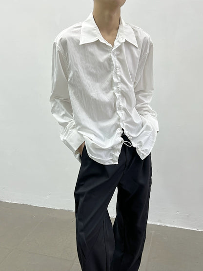 Oversize Drawstring Long Sleeve Shirt WN5001
