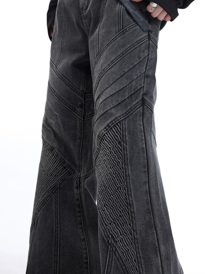 Wash Micro Flare Casual Denim Jeans WN4695