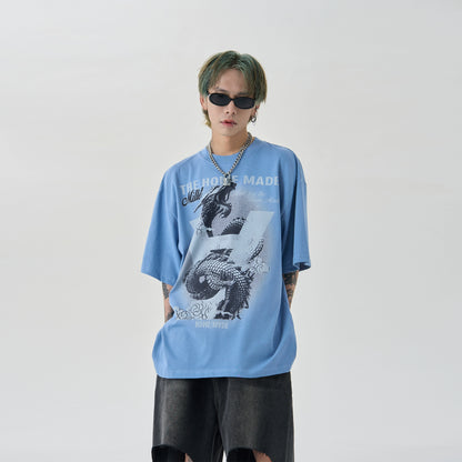 Dragon Print Design Short Sleeve T-Shir WN5081
