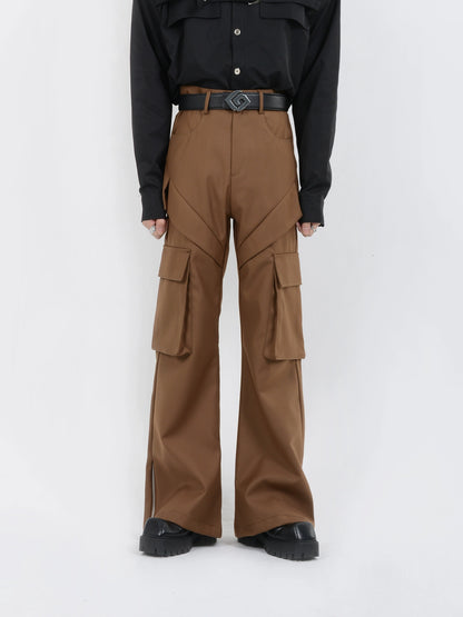 Zipper Design Flare Workwear Pants WN5096