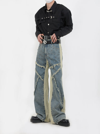 Heavyweight Raw-edge Straight Denim Jeans WN5109