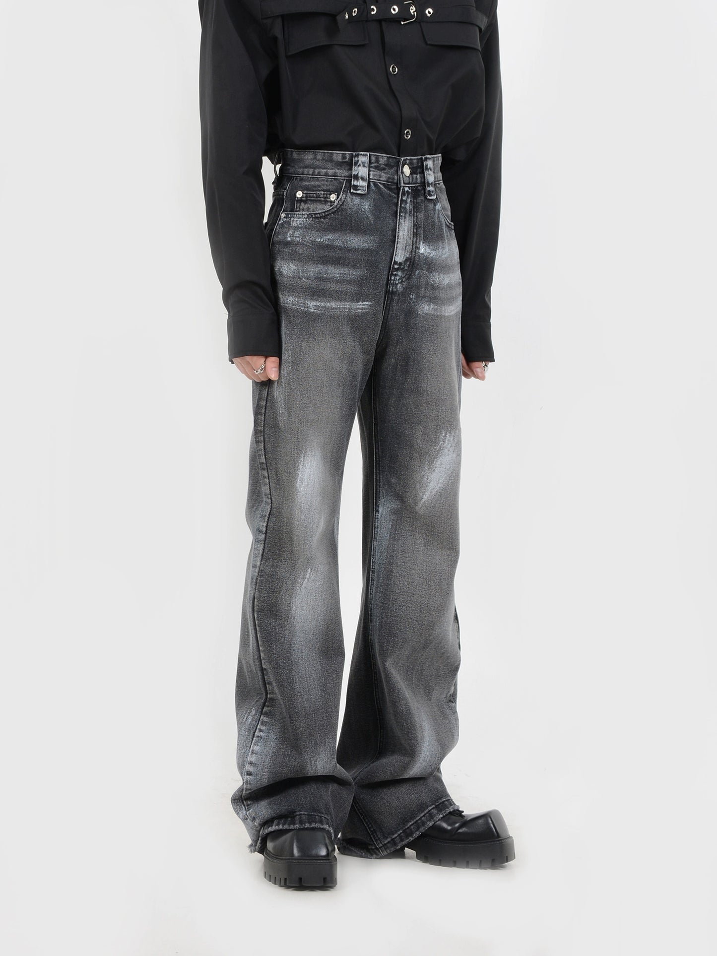 Wash Loose Straight Wide Leg Denim Jeans WN5107