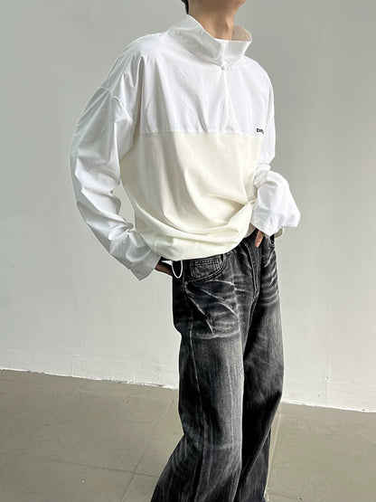 Patchwork High-neck Long Sleeve T-Shirt WN5017