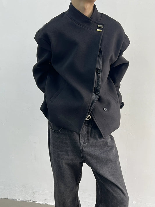 Slanted Placket Standing-collar Jacket WN5030