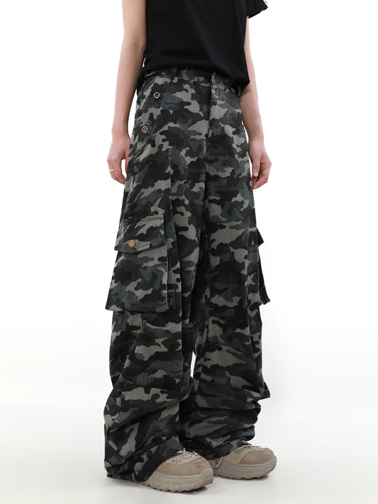 Camouflage Wide Leg Cargo Pants WN4716