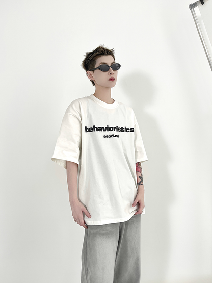 Heavyweight Letter Print Loose Casual Short Sleeve T-Shirt WN4897