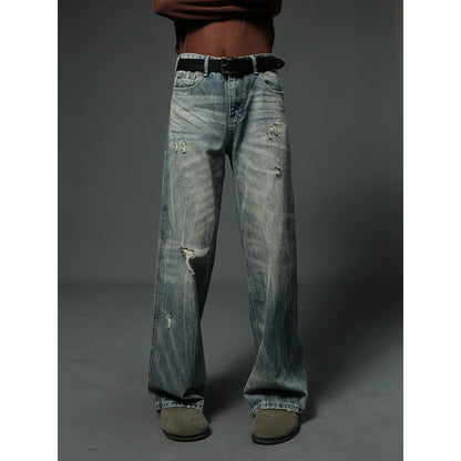 Vintage Wash Straight Leg Denim Jeans WN4617